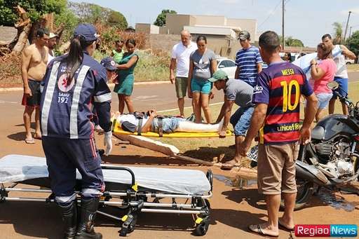 Acidente deixa motociclista ferido na rotatória da Aquidaban - Imagem da galeria de imagens