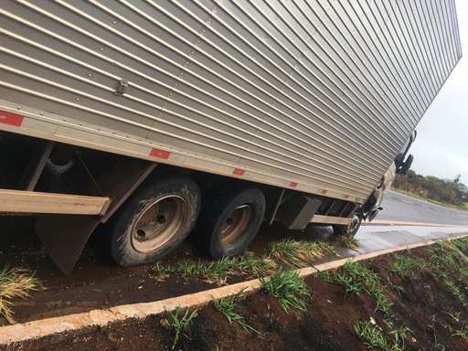 Caminhão invade a pista contrária e bate em Sandero na BR-060 - Imagem da galeria de imagens