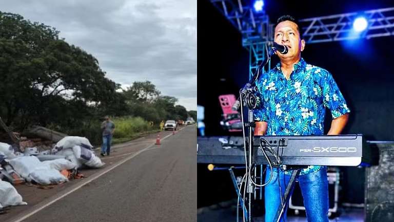 Músico morre e outro fica ferido após carro bater de frente com carreta na BR-163 em MS