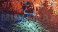 Carro clonado que pegou fogo na BR estava carregado com quase 380 quilos de maconha