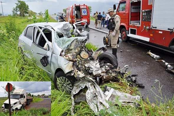 Quatro pessoas da mesma famÃ­lia morrem na colisÃ£o de Gol e carreta em rodovia