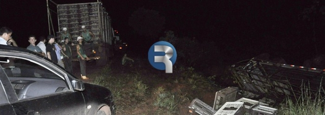 Motorista dorme ao volante e caminhÃ£o tomba com 3,456 frangos