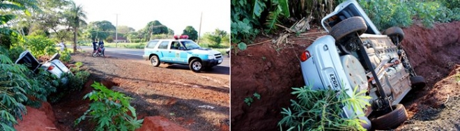 Condutor bate na traseira de veÃ­culo e capota na MS-376, em Vicentina