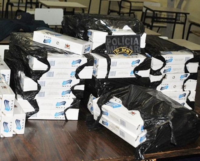 Em operaÃ§Ã£o, TÃ¡tico da Policia Militar apreende 1.350 pacotes de cigarro