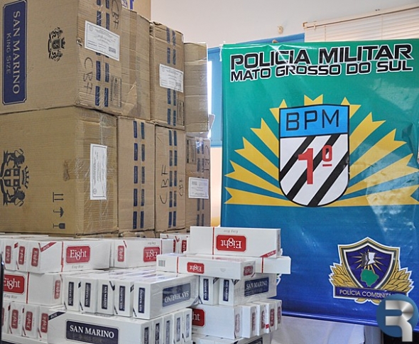 PM interceptou 2.200 pacotes cigarros contrabandeados em SidrolÃ¢ndia