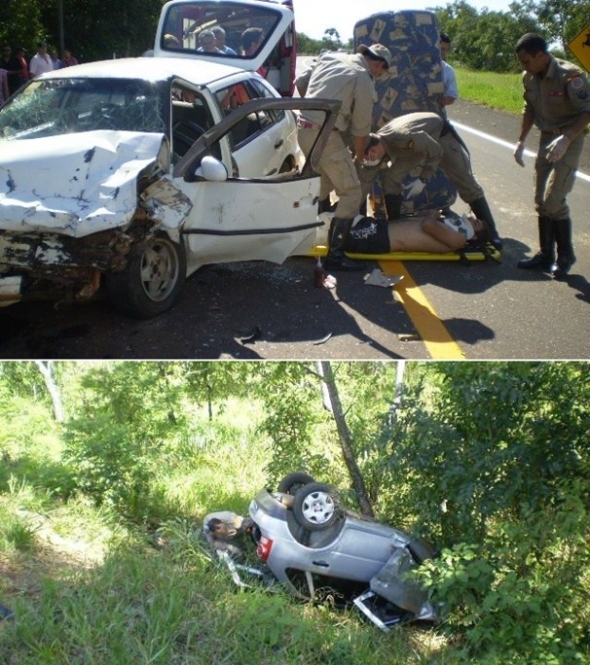 Cinco ficam feridos em colisÃ£o entre dois veÃ­culos na BR-262