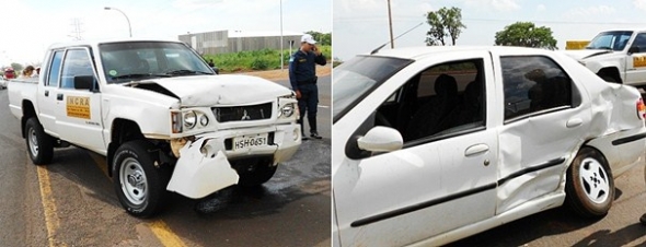 Idoso fica ferido em colisão entre carro de passeio e veÃculo oficial