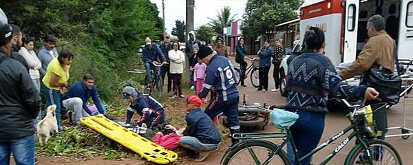 Em cruzamento sem sinalizaÃ§Ã£o, mulher fratura a perna e aguarda vaga para Campo Grande