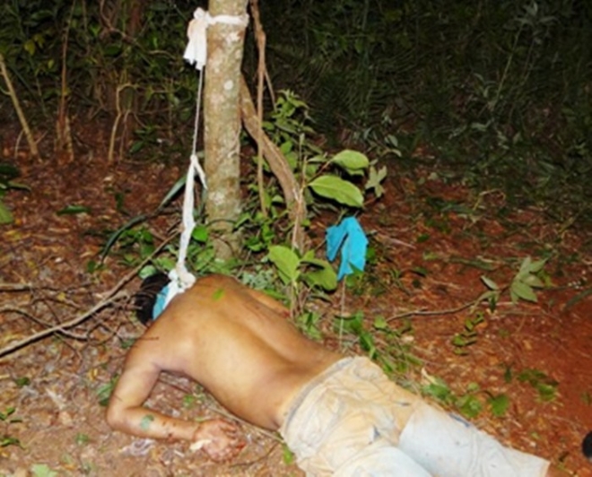 IndÃ­gena Ã© enforcado com a prÃ³pria camisa na Aldeia BororÃ³