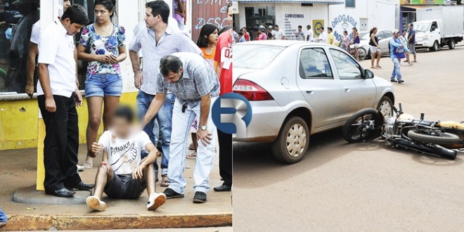 Acidente entre carro e moto na Dorvalino dos Santos