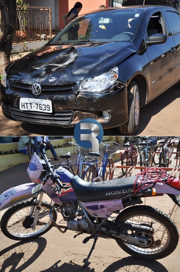 Colisão entre carro e moto deixa duas pessoas feridas em Sidrolândia