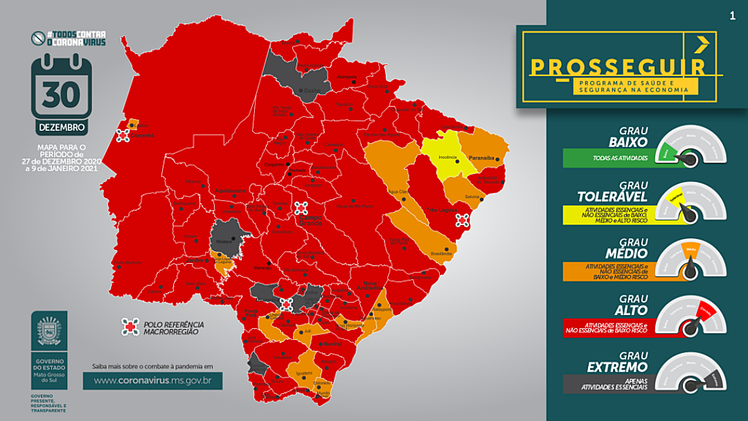 Prosseguir classifica Capital e mais 60 munic&iacute;pios em grau de alto risco