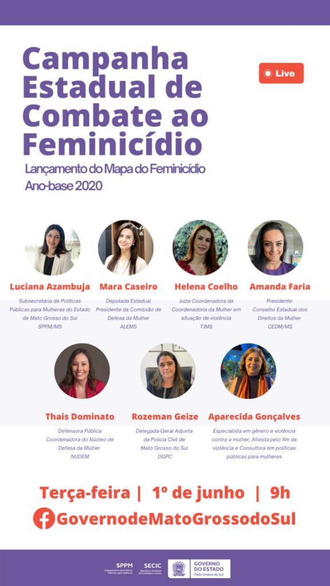 Governo lan&ccedil;a campanha estadual de combate ao feminic&iacute;dio nesta ter&ccedil;a-feira