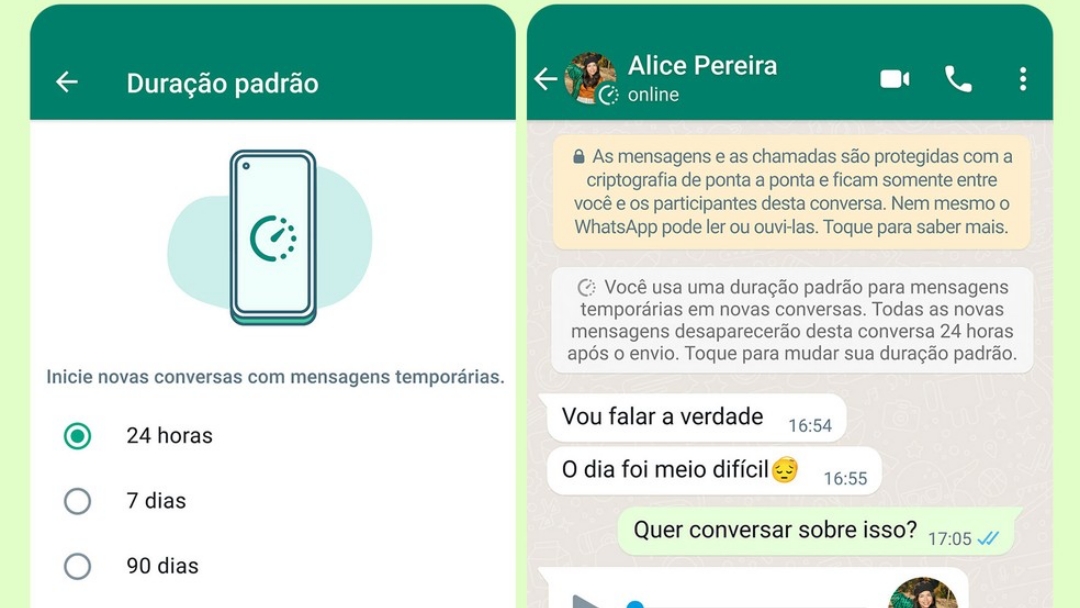 WhatsApp permite usar como padr&atilde;o mensagens que desaparecem