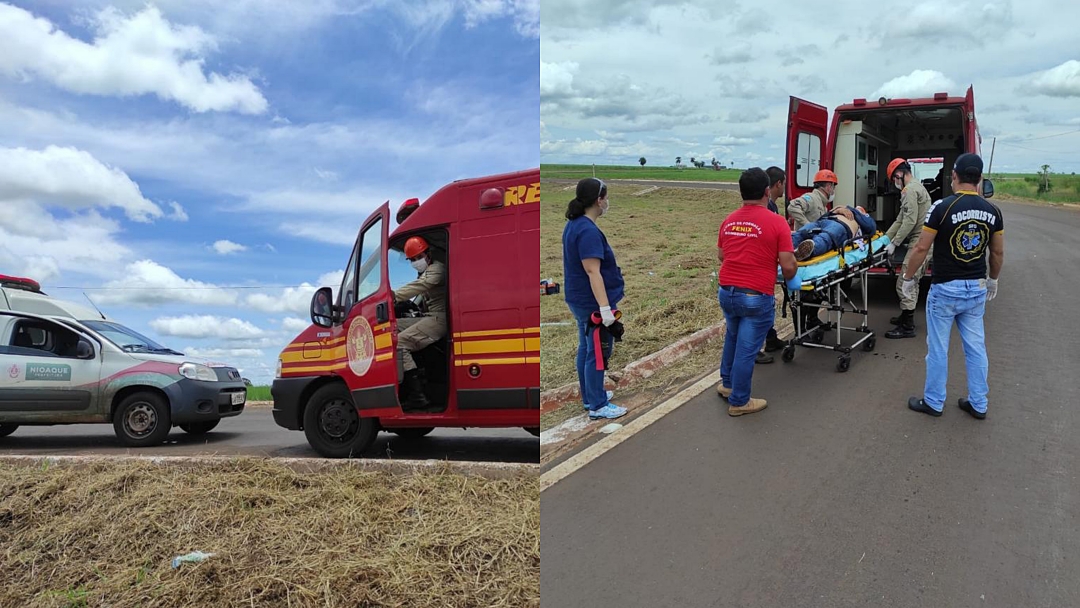 Caminhonete capota em rotat&oacute;ria na BR-060 em Sidrol&acirc;ndia