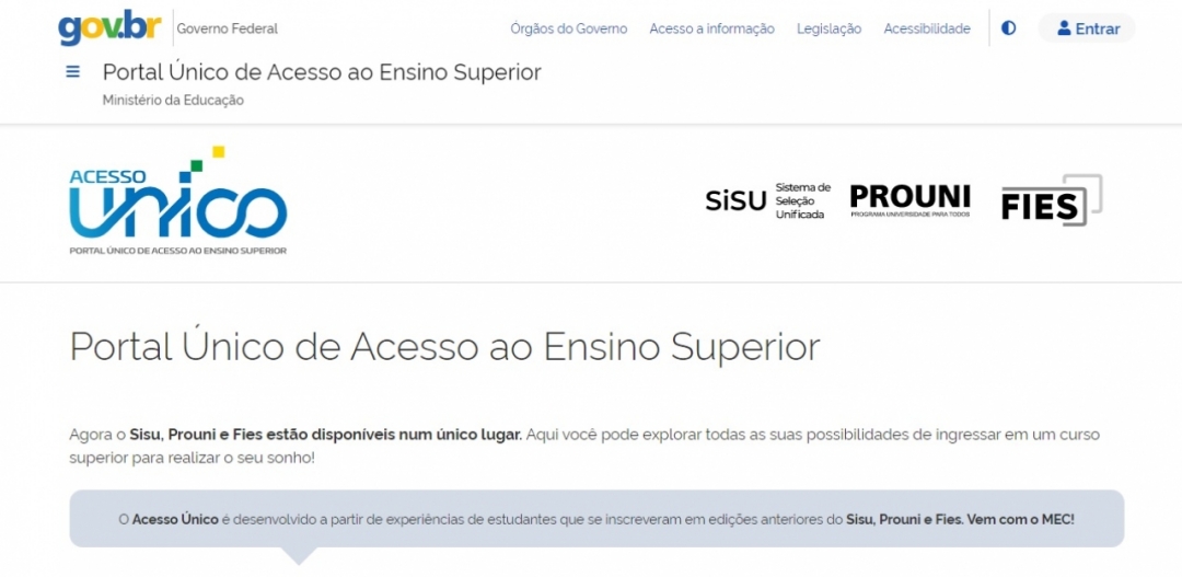 Sisu, Prouni e Fies agora est&atilde;o reunidos em um &uacute;nico portal