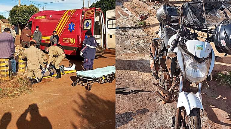 Motociclista sofre fratura exposta em acidente no S&atilde;o Bento