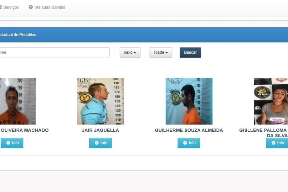 Sejusp disponibiliza acesso ao cadastro de ped&oacute;filos com foto, nome e sobrenome
