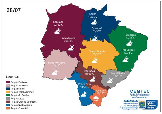 Previs&atilde;o &eacute; de tempo quente e seco nesta sexta-feira em Mato Grosso do Sul