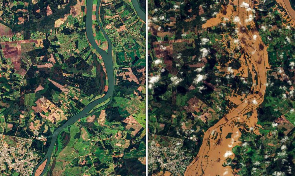 Imagens de sat&eacute;lite mostram alcance da destrui&ccedil;&atilde;o do ciclone no RS