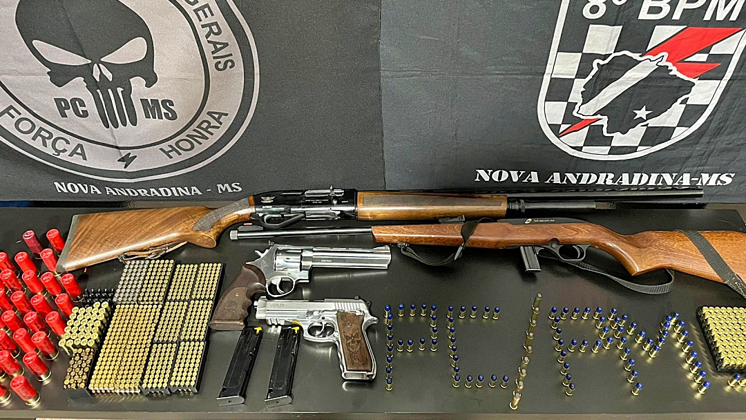 Pol&iacute;cia Civil e Pol&iacute;cia Militar recuperam armas de fogo e muni&ccedil;&otilde;es em Nova Andradina