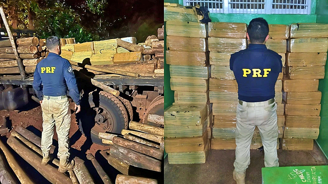 PRF apreende 2 toneladas de maconha em Sidrol&acirc;ndia junto com carga de eucalipto