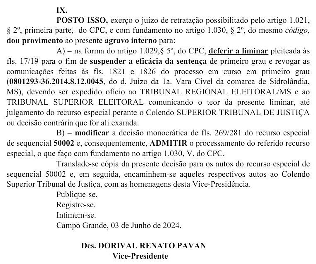 Desembargador suspende senten&ccedil;a e Daltro recupera direitos pol&iacute;ticos