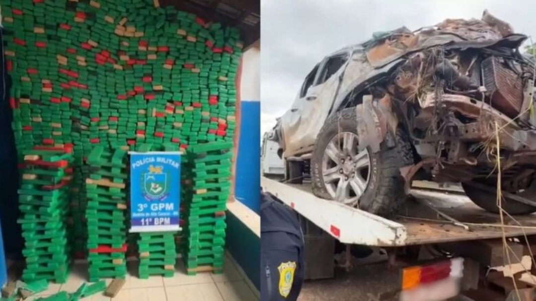 Caminhonete capota e espalha duas toneladas de droga na BR-267