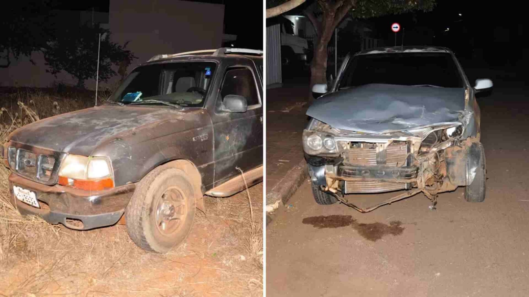 Homem furta caminhonete, bate em carro durante fuga e acaba preso 