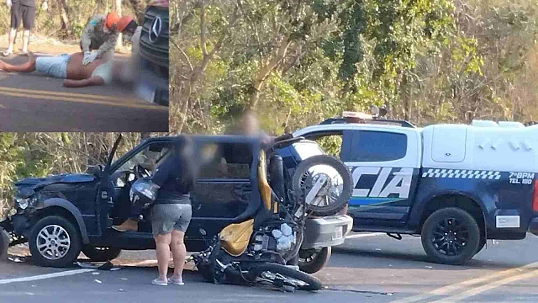 Motociclista &eacute; socorrido em estado grave ap&oacute;s sofrer acidente provocado por motorista sem CNH