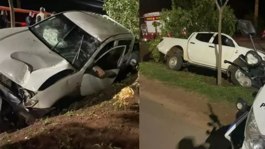 Motorista perde controle e caminhonete cai em valeta em Tr&ecirc;s Lagoas