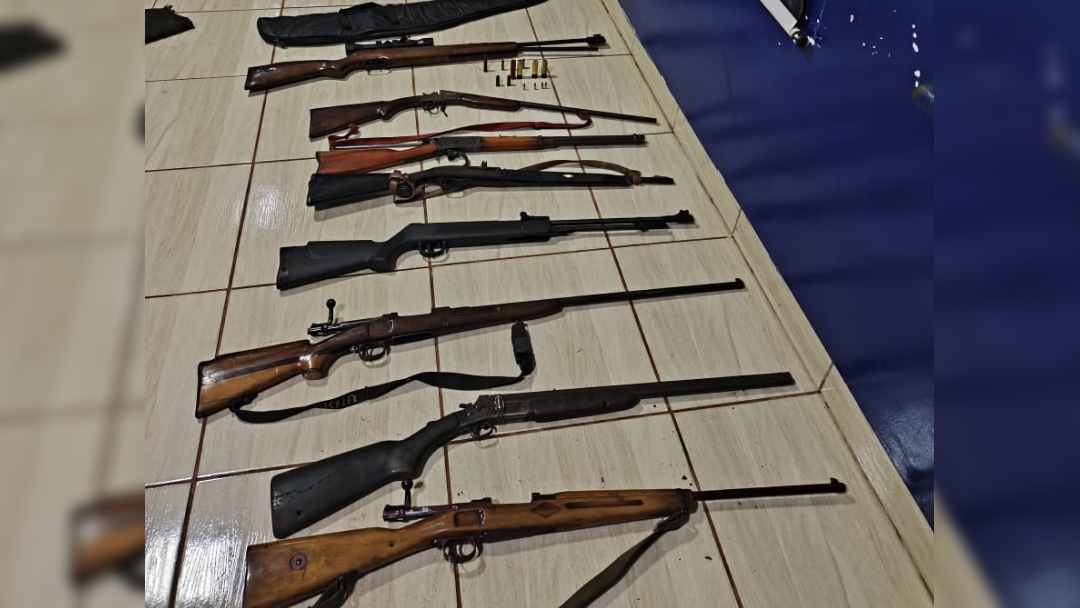 PM apreende arsenal de armas ao atender ocorrência de violência doméstica