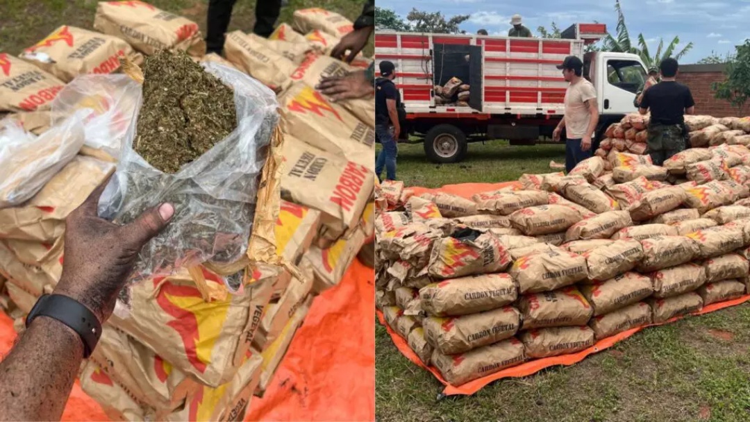 Parceria entre policiais do Brasil e Paraguai resulta em apreens&atilde;o de maconha escondida em saco de carv&atilde;o