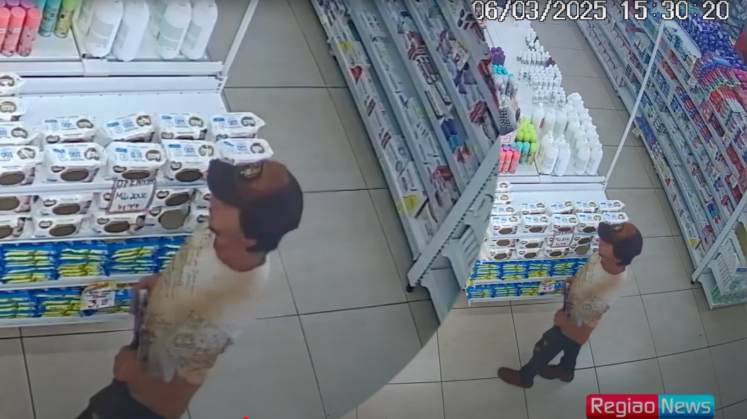 Câmeras registram furto em drogaria; Polícia já registrou 56 ocorrências no ano em Sidrolândia