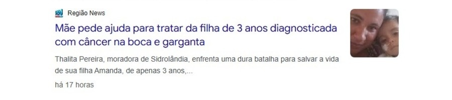 Golpe com pedido de doações para criança com câncer é desmascarado por site de Nova Andradina