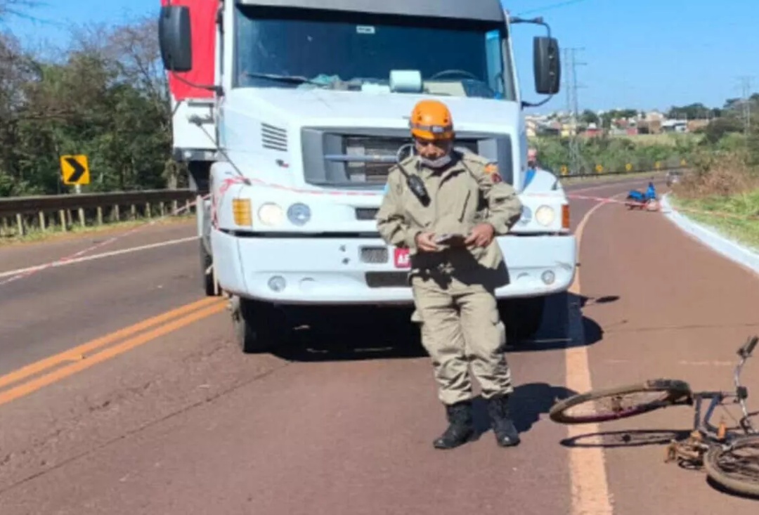 Ciclista atropelado por carreta ao atravessar MS-156 &eacute; identificado