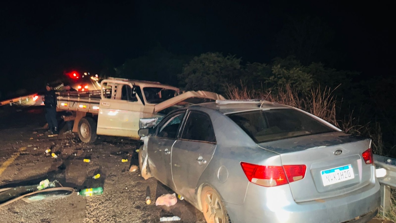 Três mortos e quatro feridos em colisão frontal na MS-162 entre Sidrolândia e Quebra Coco