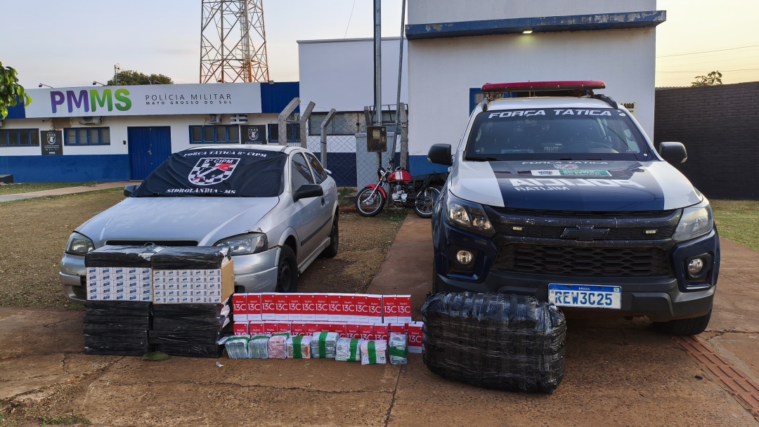 Pol&iacute;cia Militar intercepta ve&iacute;culo com mercadorias de descaminho na MS-162