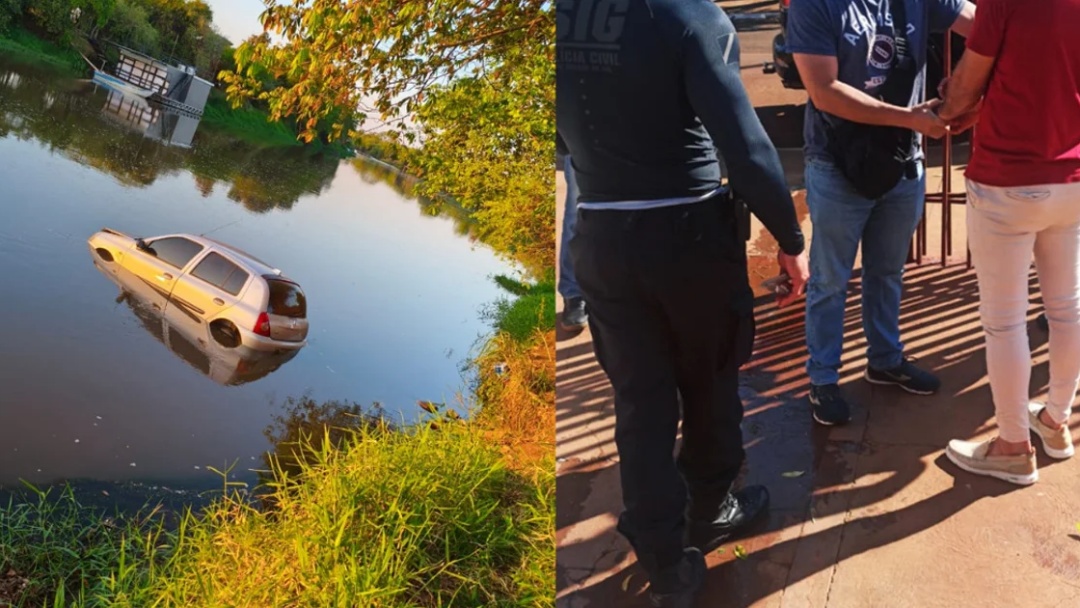 Homem atira o carro em rio para tentar matar ex-namorada em MS   