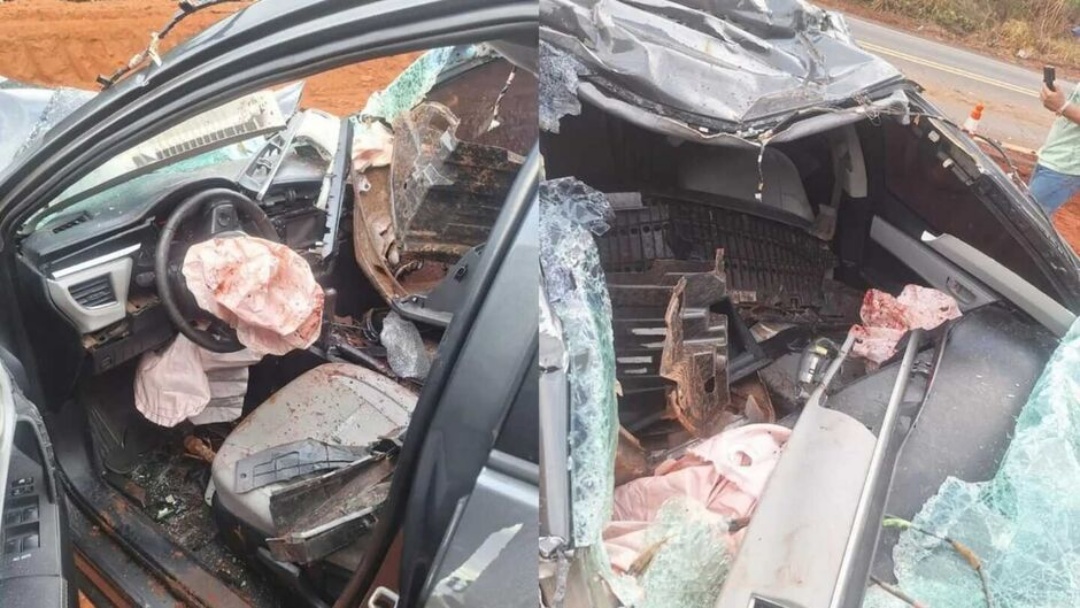 Motorista destr&oacute;i carro em batida com caminh&atilde;o na BR-158   