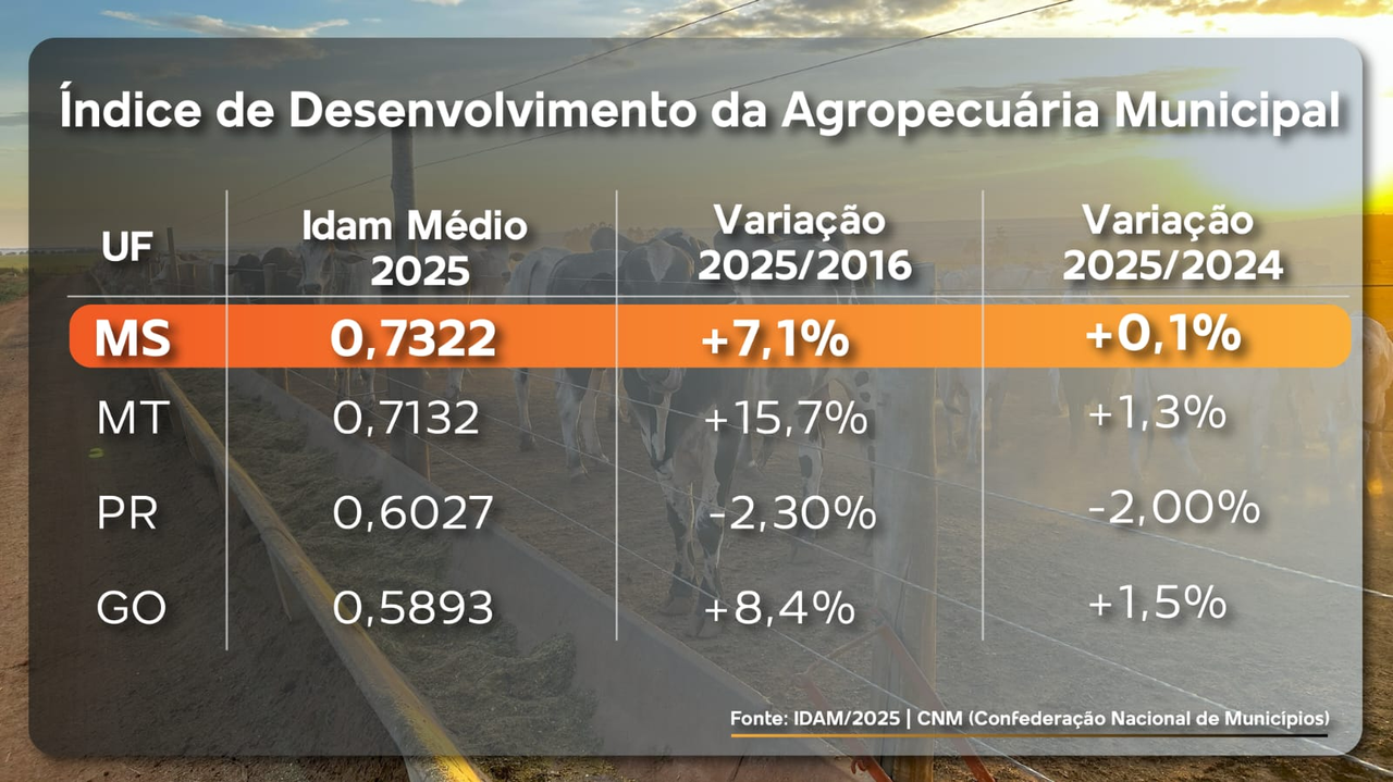 Sidrol&acirc;ndia caiu tr&ecirc;s posi&ccedil;&otilde;es e fica em 8â° lugar no ranking nacional agropecu&aacute;rio