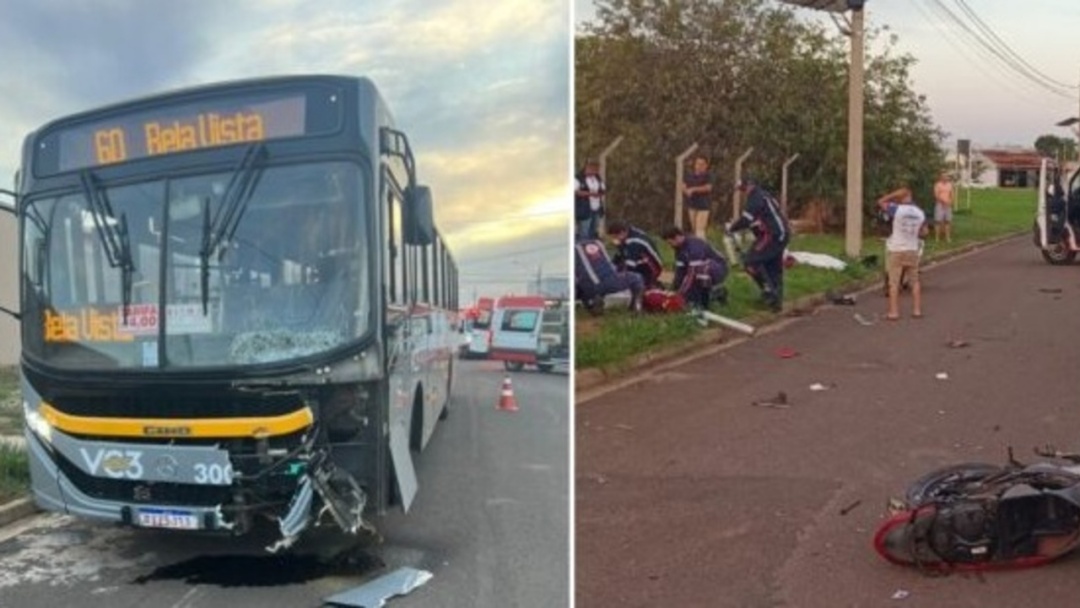 Acidente entre moto e &ocirc;nibus mata tia e sobrinha
