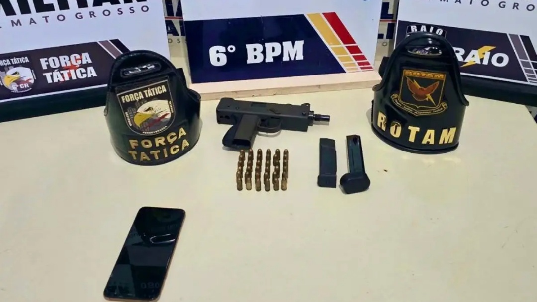 Adolescentes s&atilde;o apreendidos com submetralhadora em C&aacute;ceres