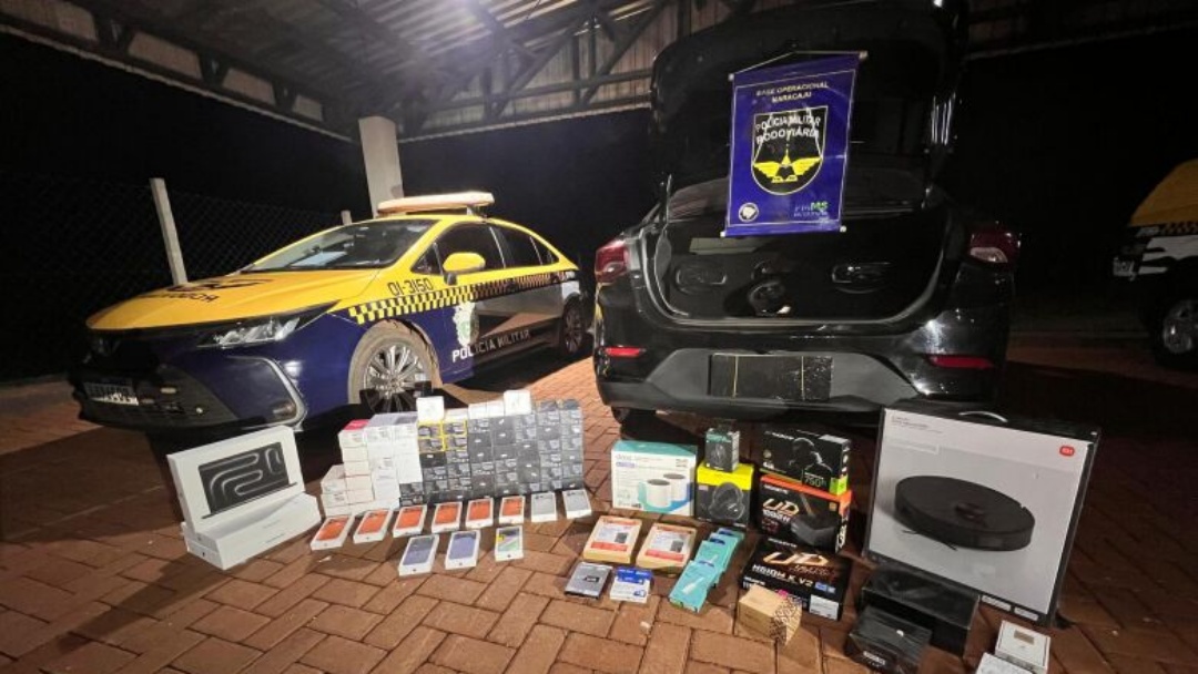 Carga de eletrônicos avaliada em R$ 453 mil é apreendida na MS-162