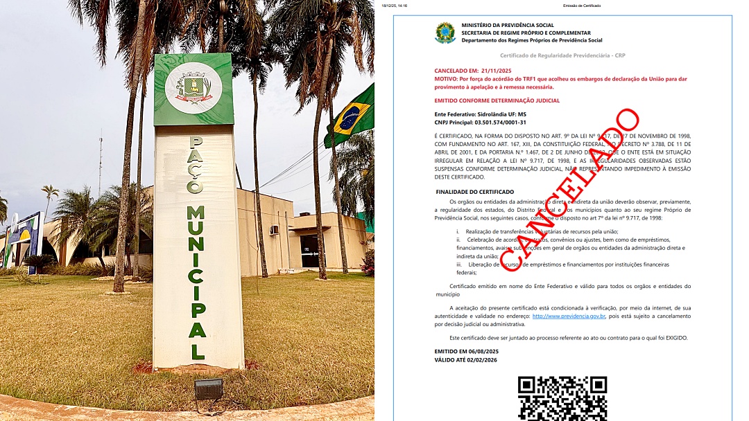 Justi&ccedil;a cassa liminar, Prefeitura perde certid&atilde;o e fica sem acesso a emendas e financiamentos