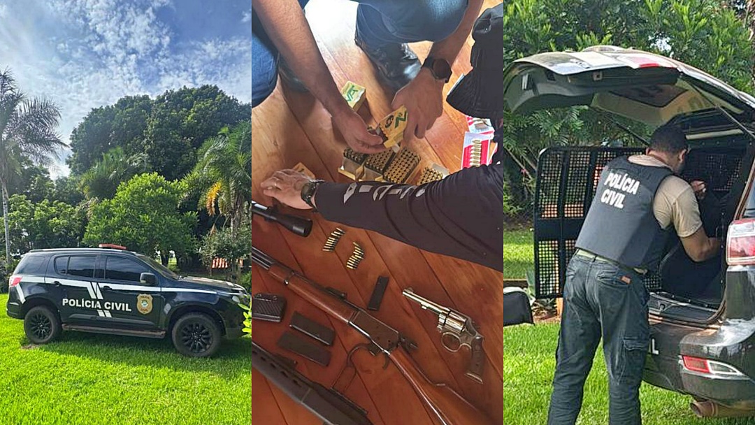 Pol&iacute;cia Civil cumpre mandado de busca e apreende armas e muni&ccedil;&otilde;es em fazenda e casa de acusado de viol&ecirc;ncia dom&eacute;stica
