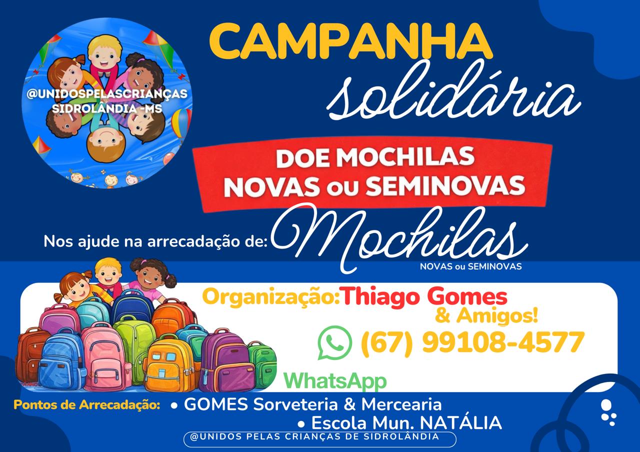 Campanha solidária arrecada mochilas para crianças