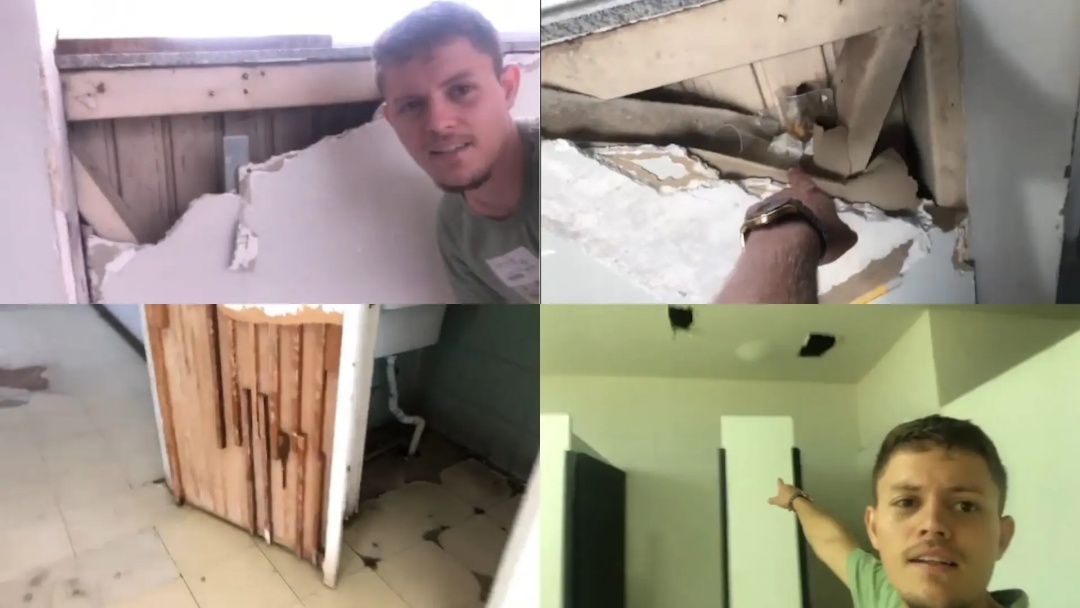 Buracos, vazamentos e paredes quebradas: campo-grandense mostra danos na estrutura da Santa Casa