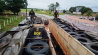 Carretas carregadas com 400 pneus avaliados em mais de R$ 1 milh&atilde;o s&atilde;o apreendidas em Ponta Por&atilde;