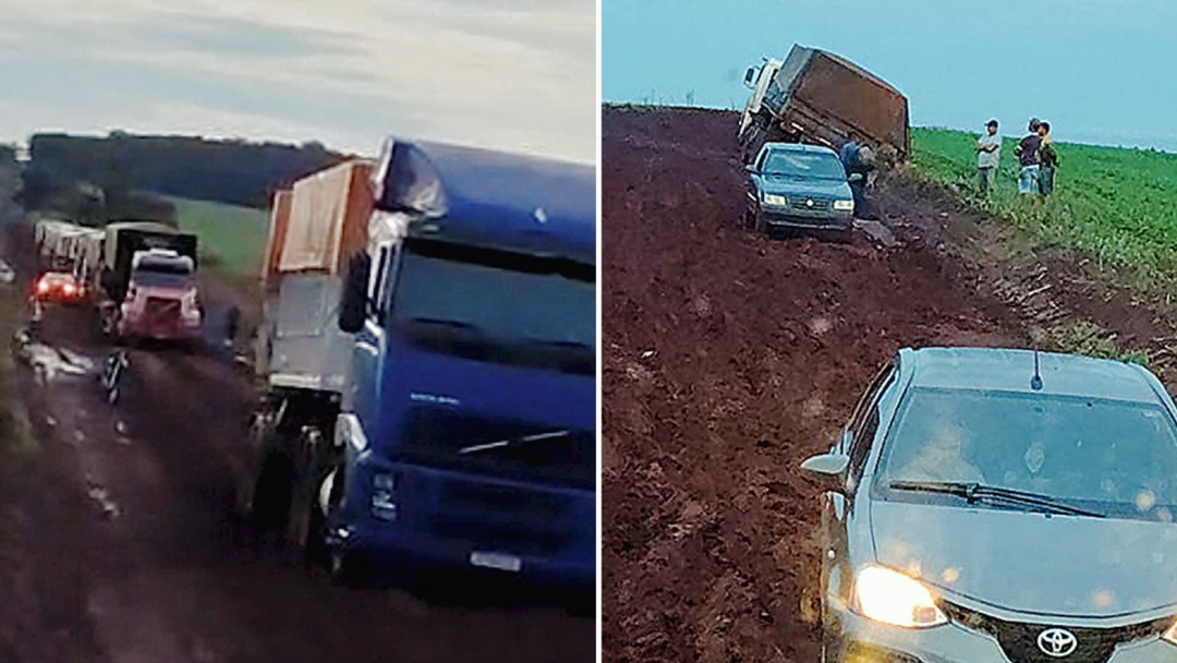 Atoleiro interdita estrada no Piqui e trava escoamento de gr&atilde;os em Sidrol&acirc;ndia